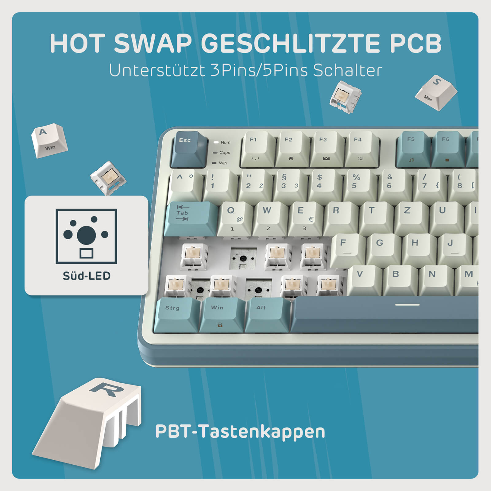 RK ROYAL KLUDGE S98-DE 96% QWERTZ Kabellose Hot-Swappable Tastatur