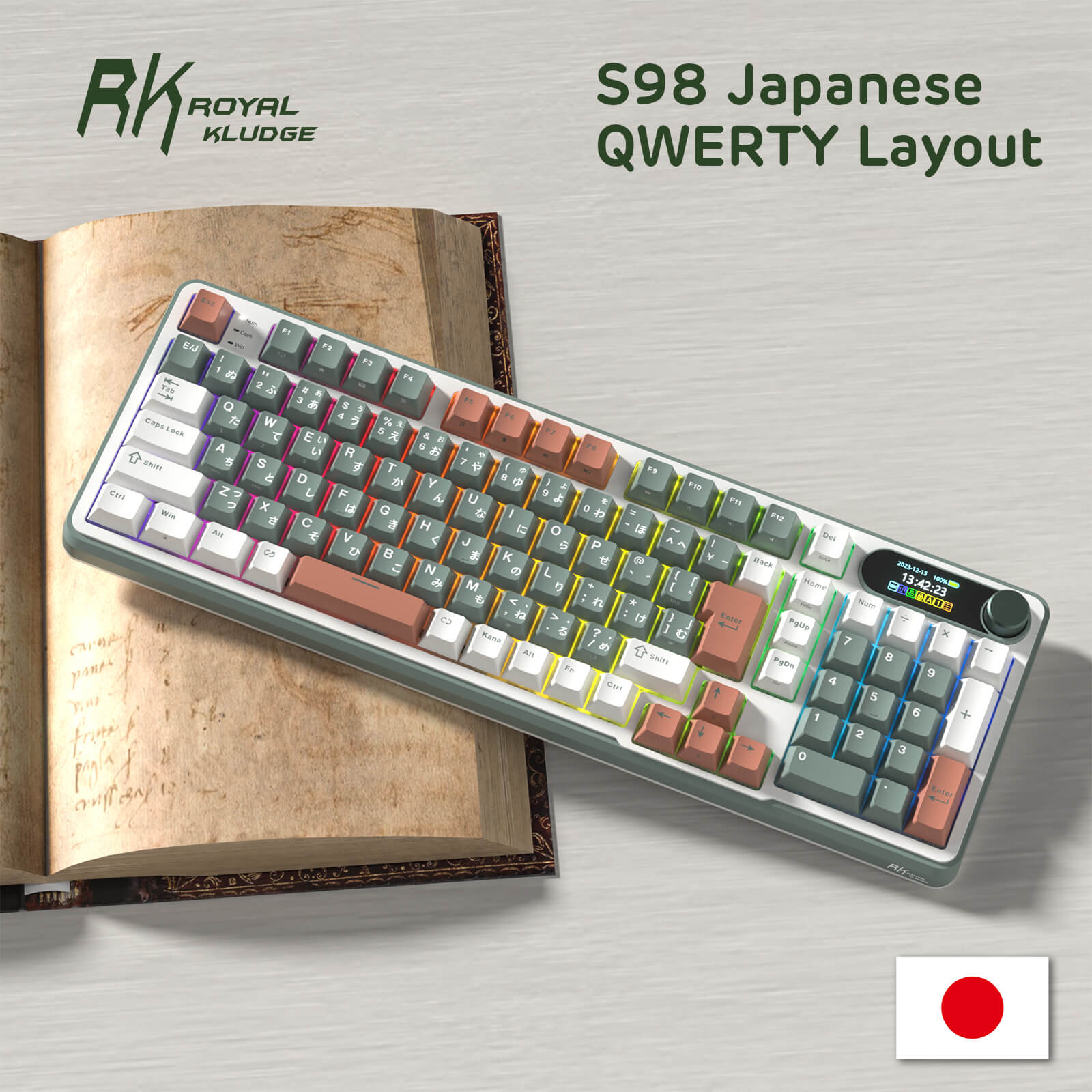 RK メカニカルキーボード 日本語配列　美品 RK ROYAL KLUDGE S98-JP 96% ワイヤレス メカニカルキーボード JIS配列