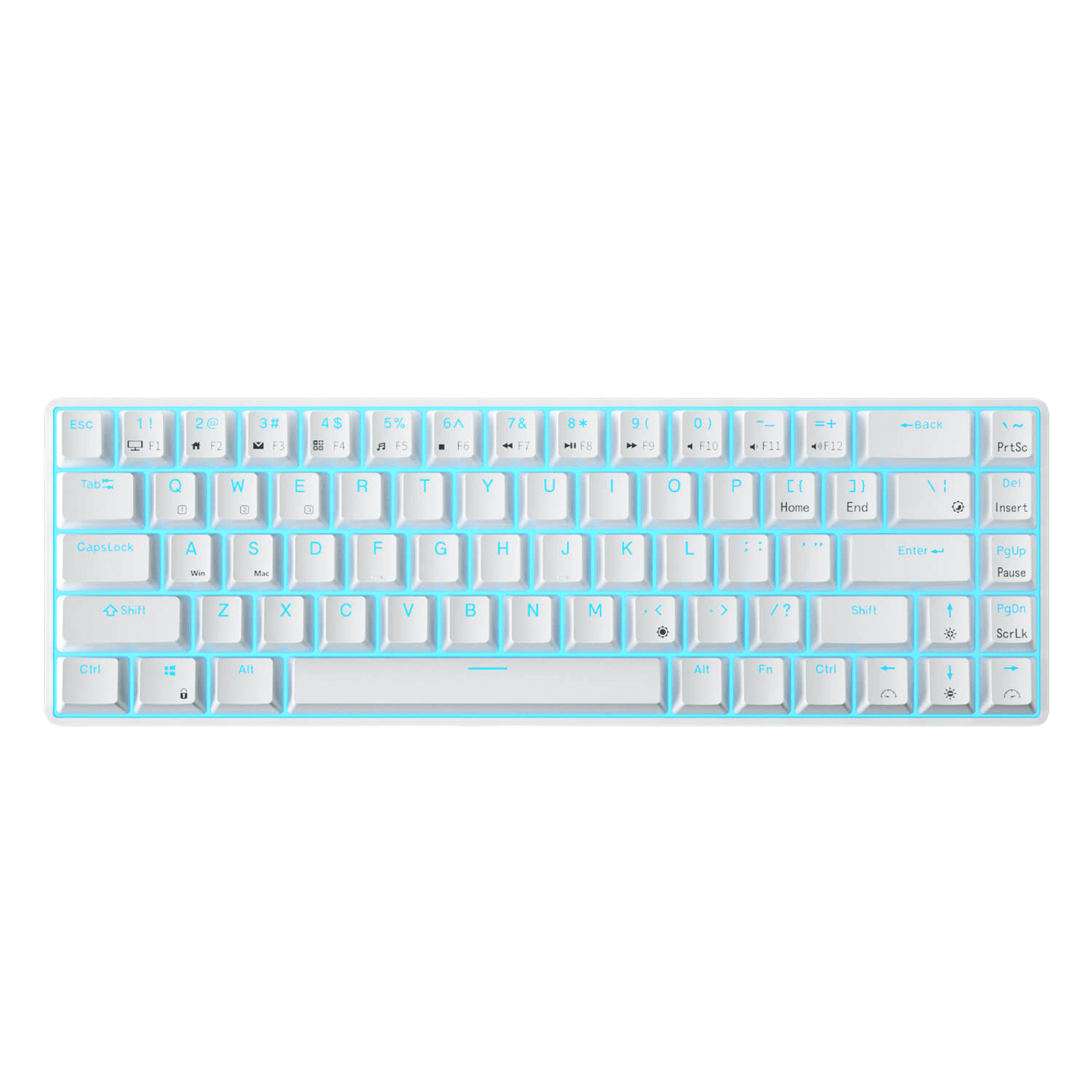 RK68 65% Wireless Mechanical Keyboard with compact 68-key layout, comparing size to standard full-size keyboards