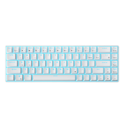RK68 65% Wireless Mechanical Keyboard with compact 68-key layout, comparing size to standard full-size keyboards