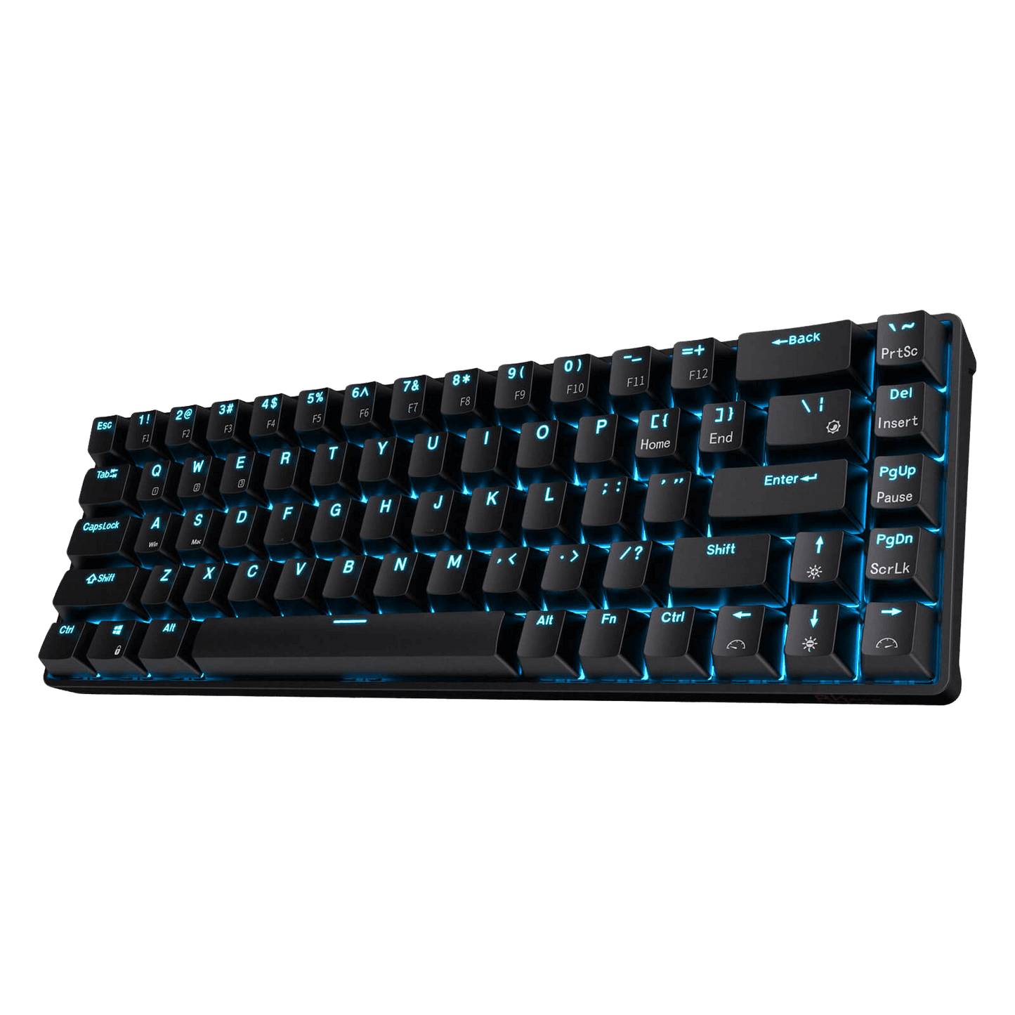RK68 65% Wireless Mechanical Keyboard with compact 68-key layout, comparing size to standard full-size keyboards