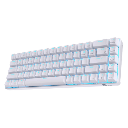 RK68 65% Wireless Mechanical Keyboard with compact 68-key layout, comparing size to standard full-size keyboards
