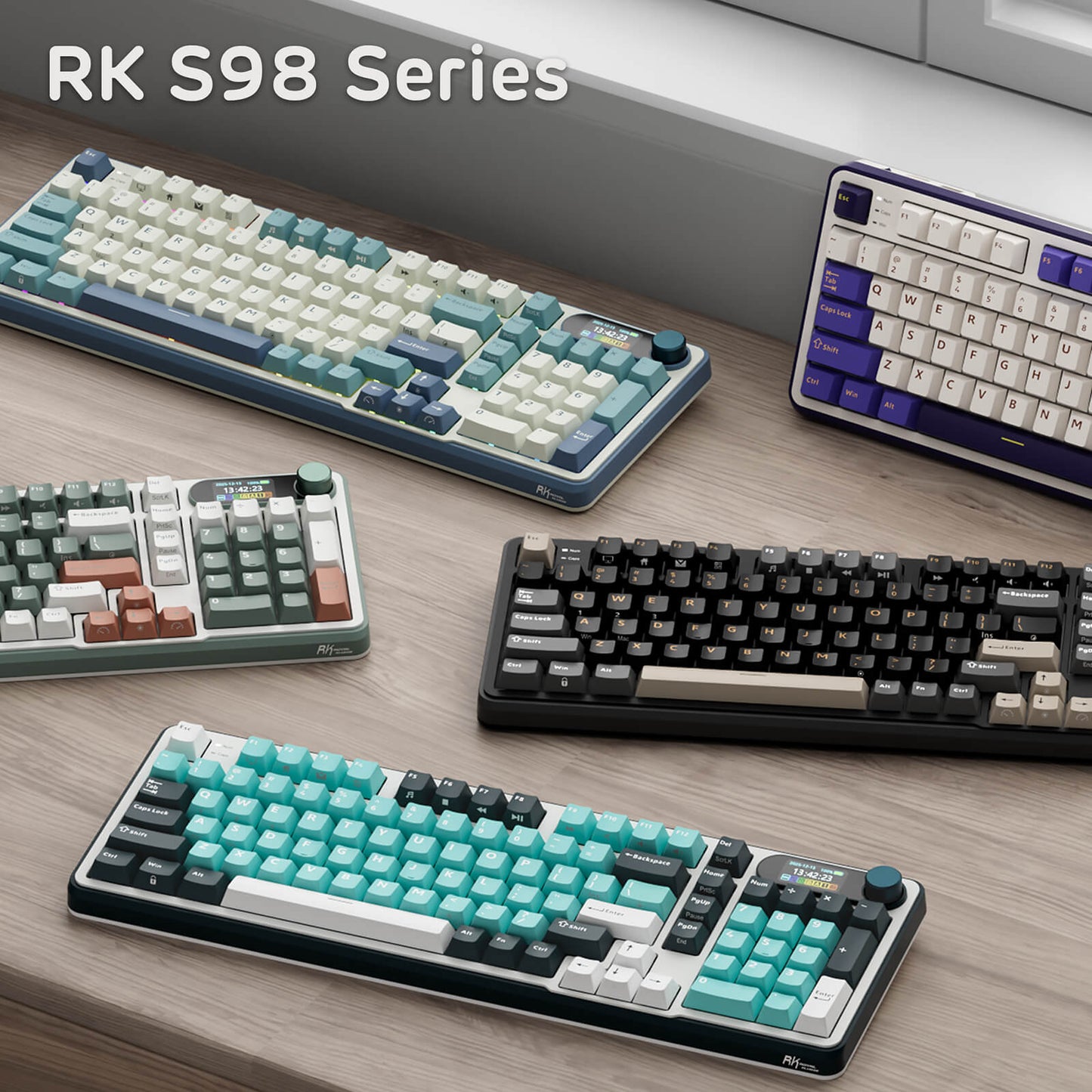 RK S98 Mechanical Keyboard in Various Colorways - Customizable RGB Backlit Keyboard for Desk Setup.