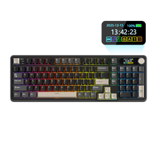 RK S98 Black Wireless Mechanical Keyboard with Smart Display and Knob - Deep Black Edition.