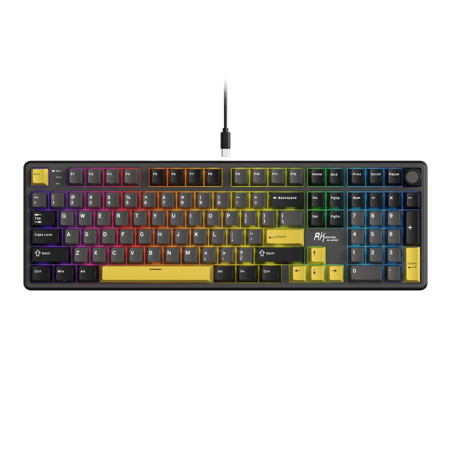 RK X104 Full Size Wired Mechanical Keyboard with Number Pad and Volume Knob