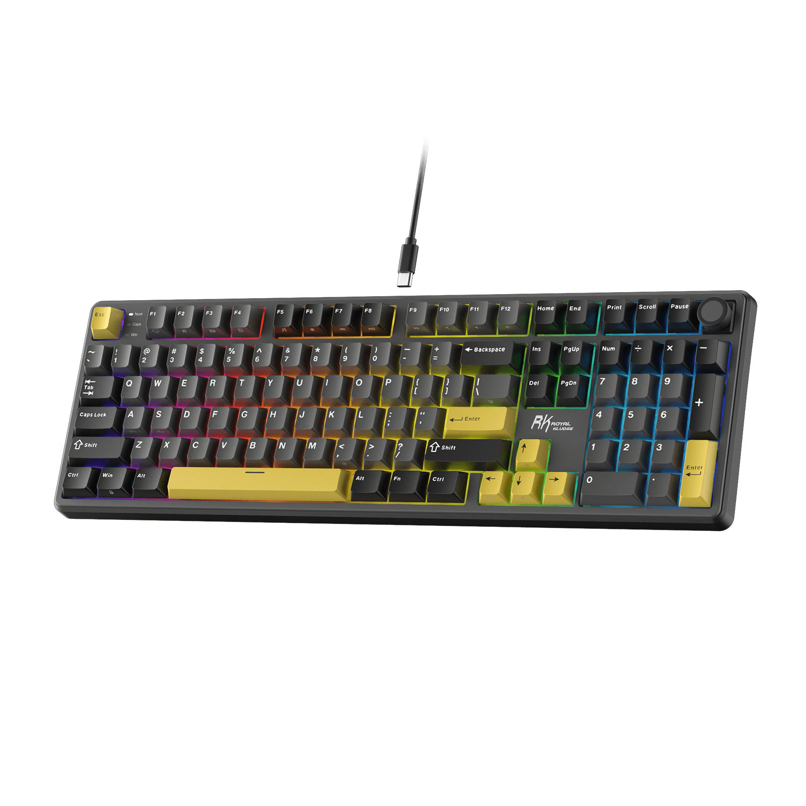 RK ROYAL KLUDGE X104 Full Size Mechanical Keyboard, Wired Creamy Gaming Keyboard with Number Pad and Knob,104 Keys Computer Keyboard Linear Switch,RGB Backlit,Online Software for Wins/Mac