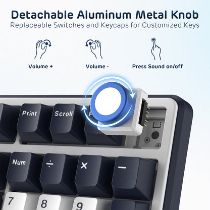 RK X104 Wired Mechanical Keyboard featuring a Detachable Aluminum Volume Knob