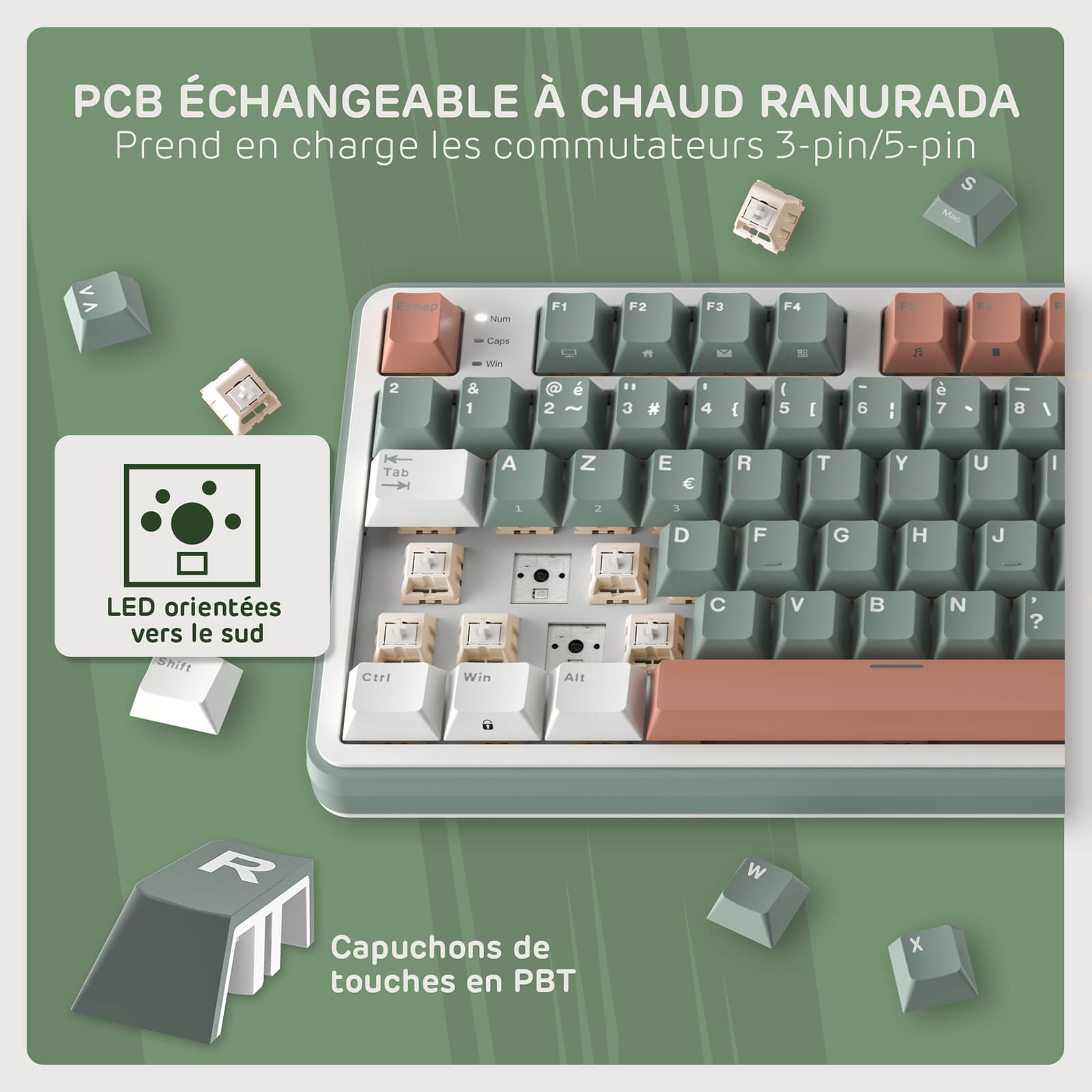 S98-FR Clavier Mécanique Sans Fil 96% AZERTY