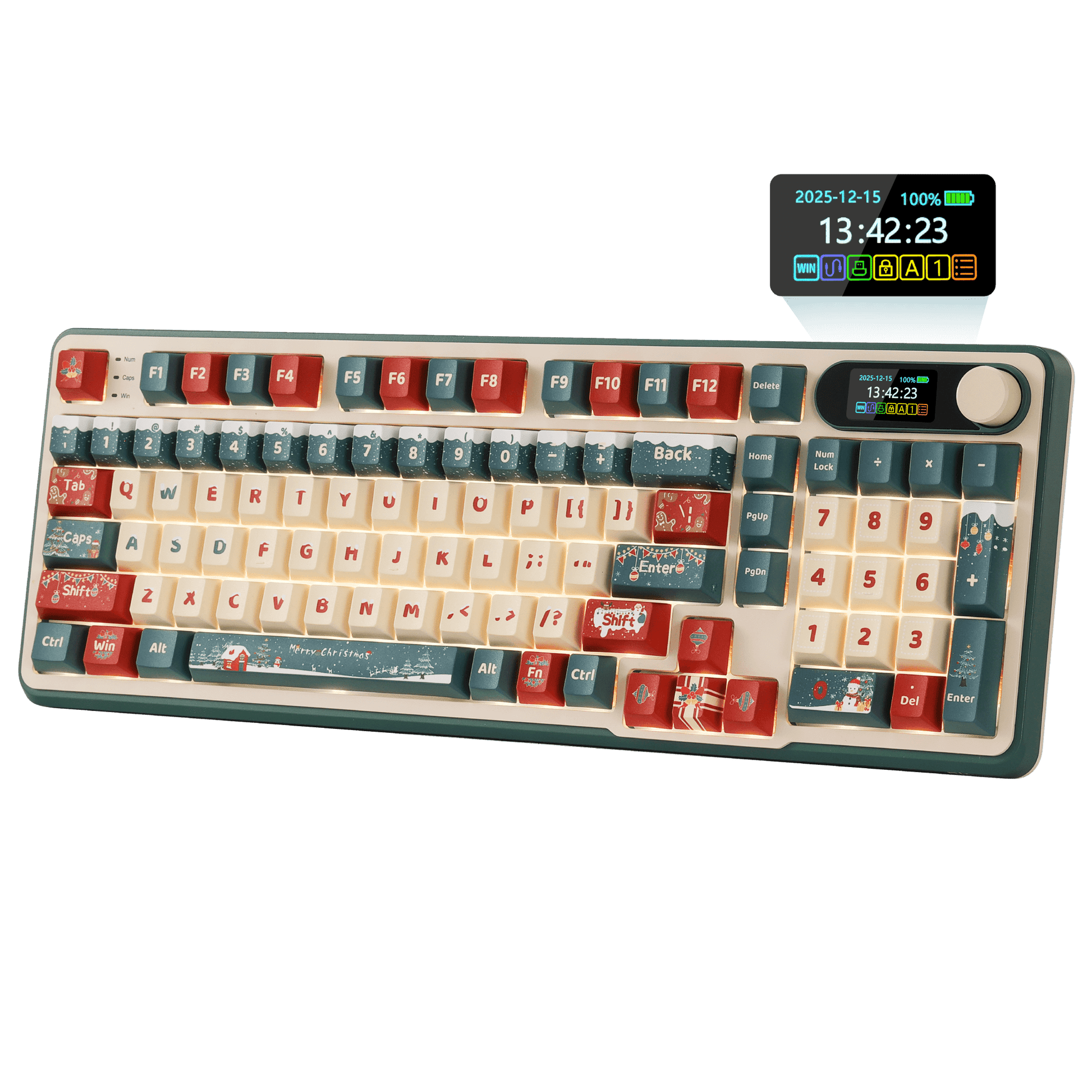 S98 96% Wireless Mechanical Keyboard – 2025 Christmas Limited Edition, perfect gaming keyboard for festive desktop setups and holiday gifts.