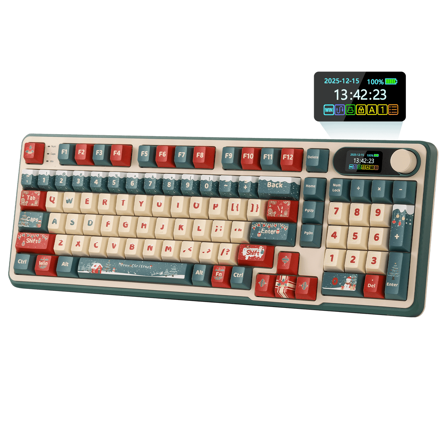 S98 96% Wireless Mechanical Keyboard – 2025 Christmas Limited Edition, perfect gaming keyboard for festive desktop setups and holiday gifts.