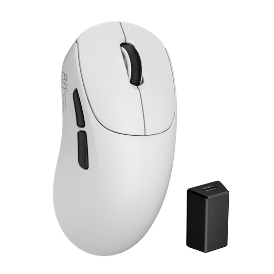 RK ROYAL KLUDGE MG5 wireless gaming mouse in white, front view on white background