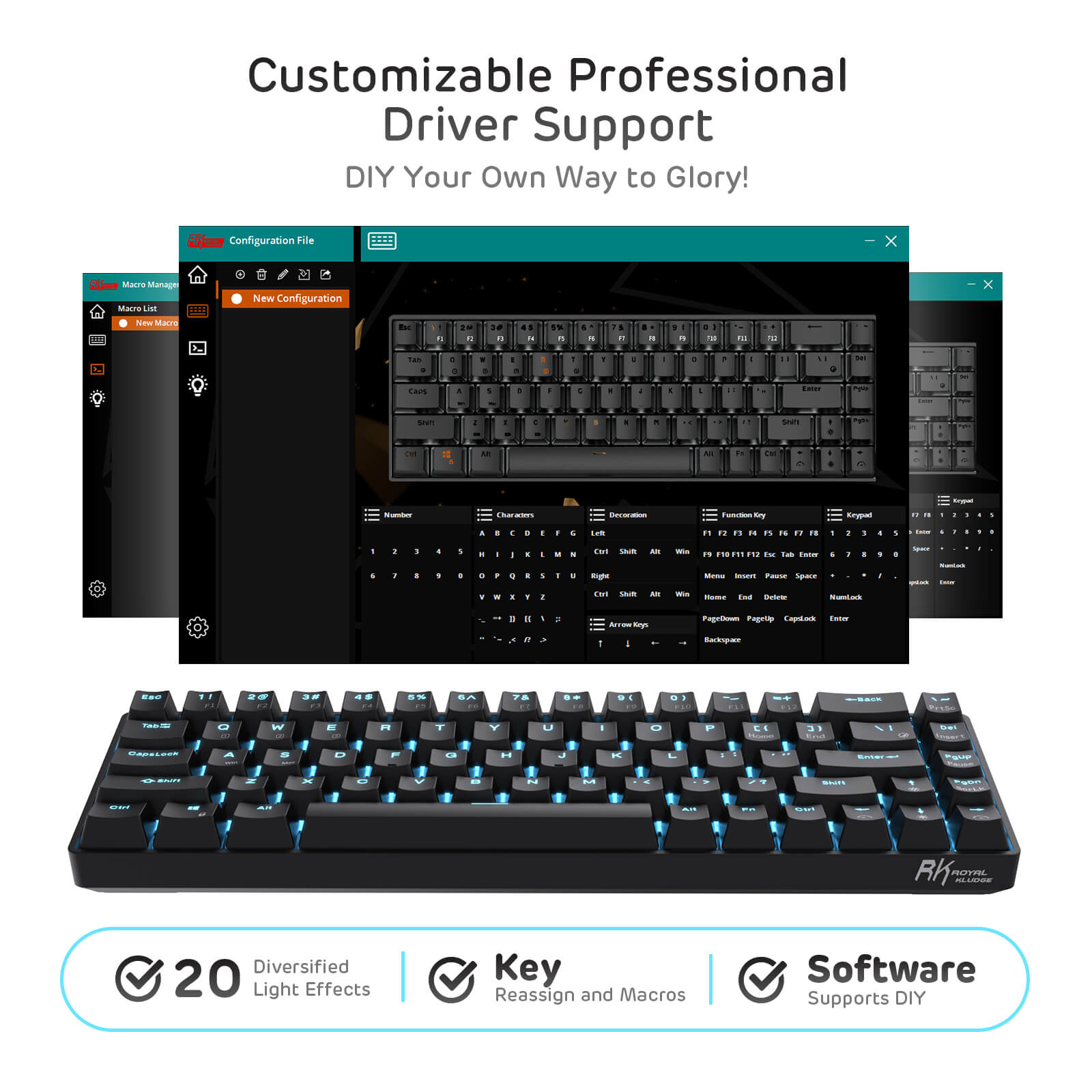 RK Royal Kludge RK68 65% Wireless Mechanical Keyboard (Open-box)