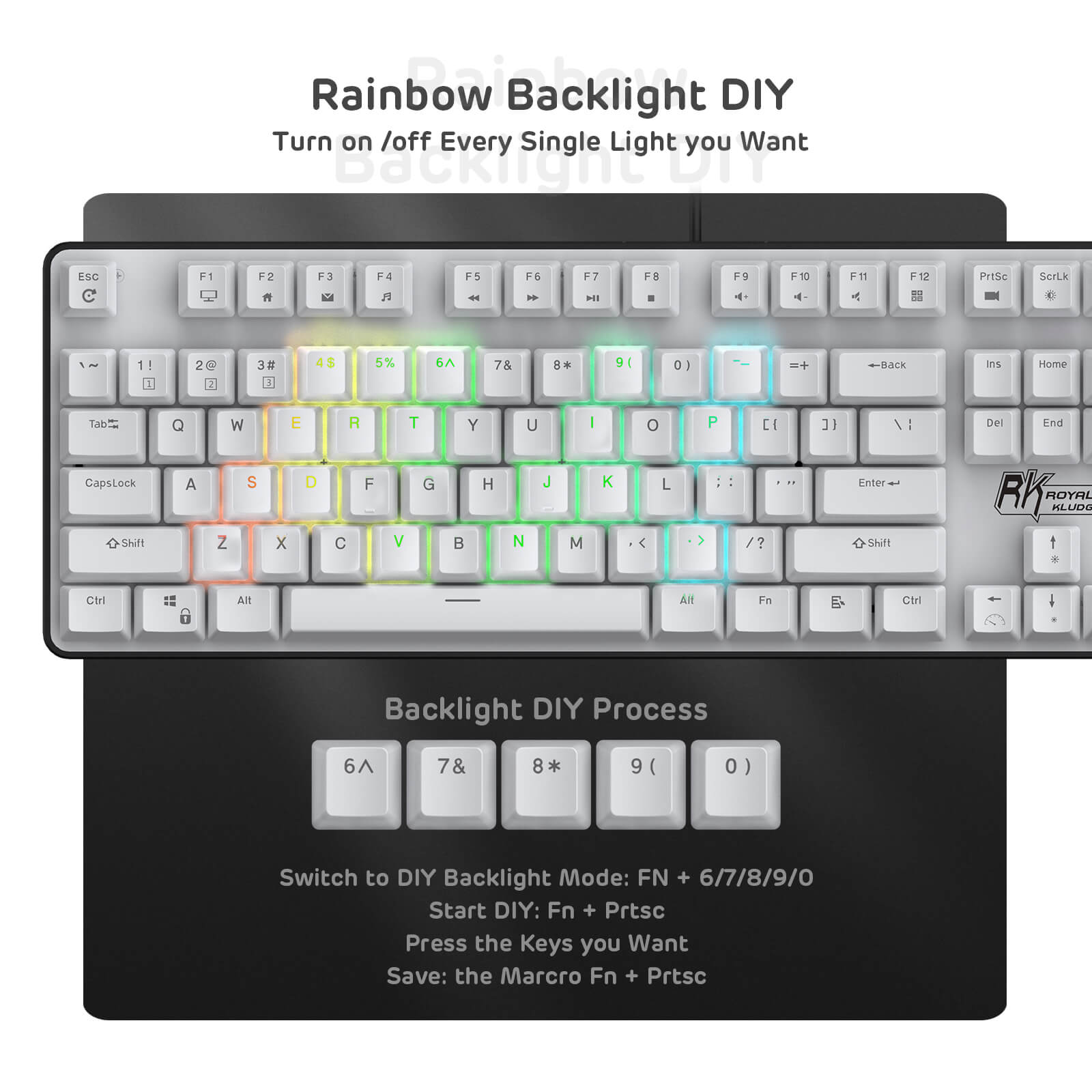 Full Size Mechanical Keyboard DIY Rainbow Backlight 